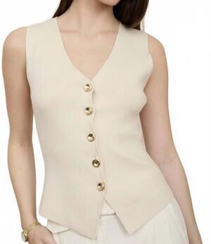 NEW THE WORKSHOP knit cardigan vest in cream